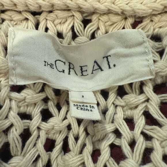 The Great. Shawl Collar Crochet Pocket Open Cardigan Size 1 US S - Picture 4 of 8